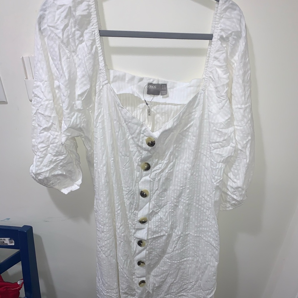 White Linen Cotton ASOS Dress Size 18